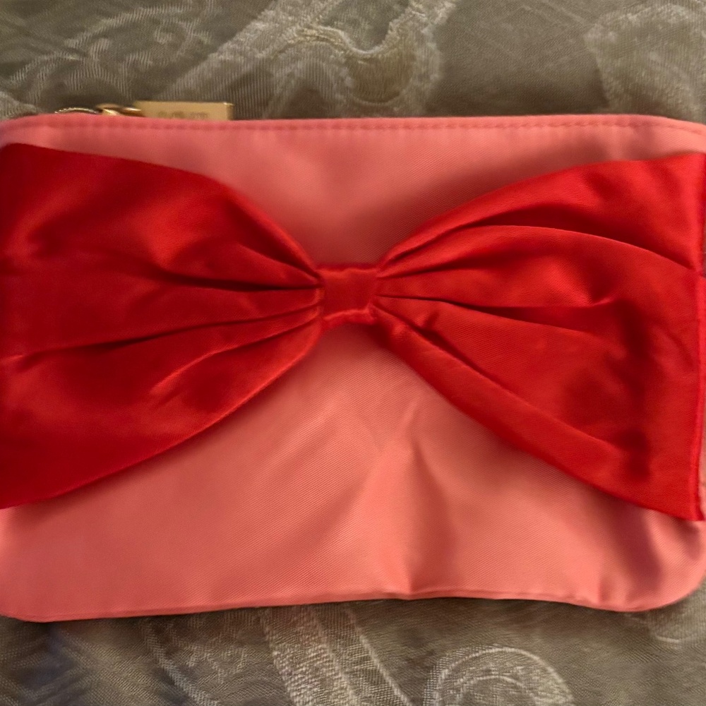 Ipsy 2024 December Pink Glam Bag w/ Red Bow, Bag Only - No makeup